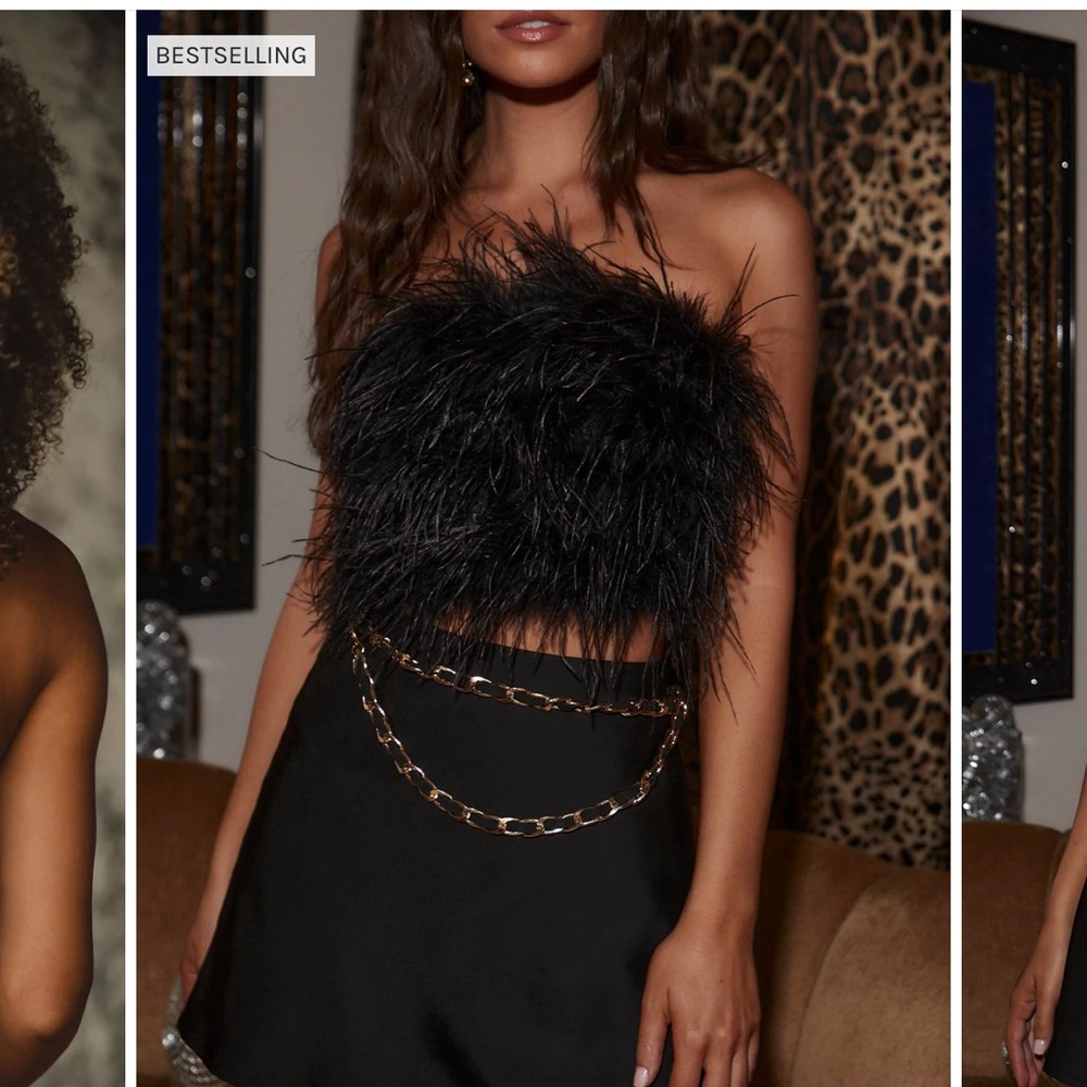 Chanel Black Faux Feather Top
